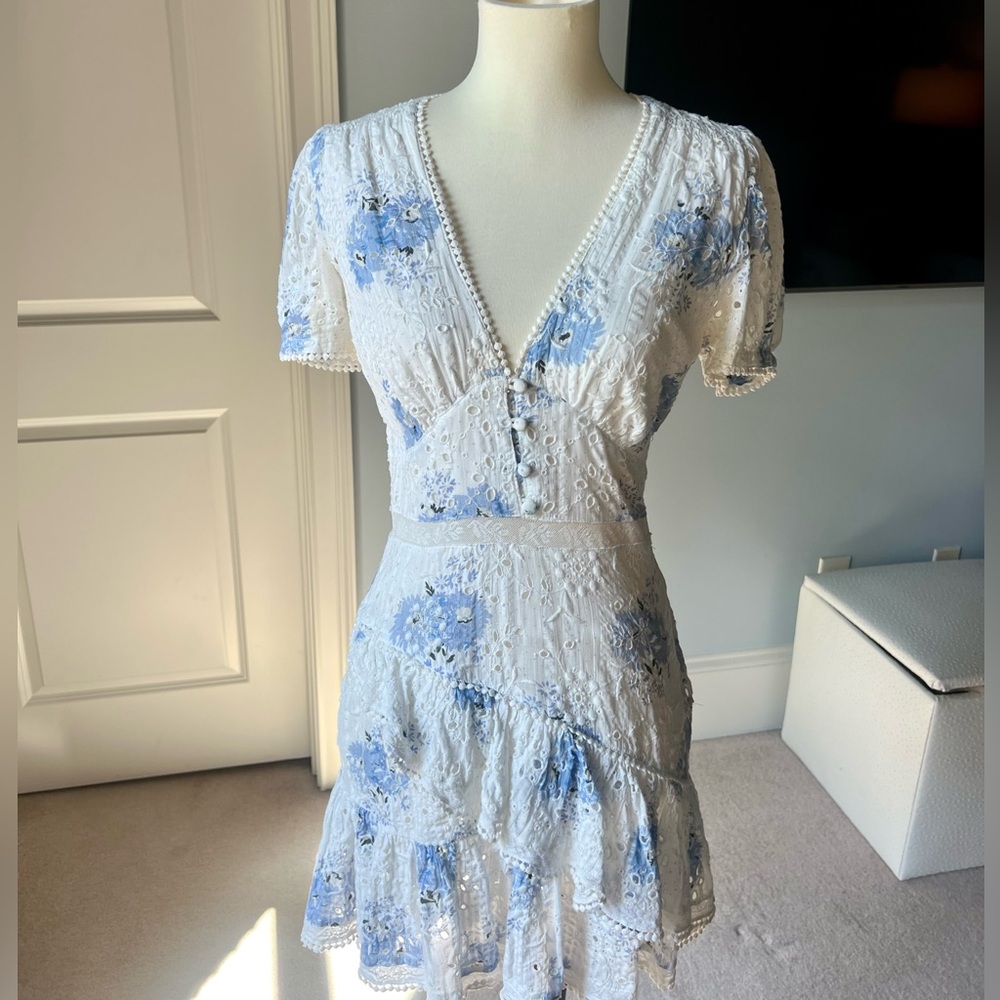 LoveShackFancy Floral Eyelet Mini Dress - Picture 2 of 3